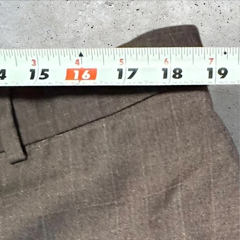 Van Heusen Men's Dress‎ Pants Brown Plaid Check 38x29 Flat Front
